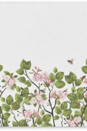 Small White Mouse Pad with Cute Floral Bees Design | Small White Mouse Pad for Laptop or Desktop Computer Featuring Floral Design, Smooth Surface for Easy Mousepad Tracking, and Non-Slip Base