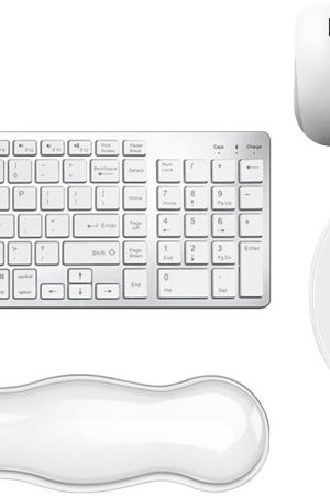 Wrist Rest for Keyboard- Ergonomic Gel Keyboard Wrist Rest and Mouse Pad Set, Non-Slip PU Base for Office, Laptop & Gaming - Clear White
