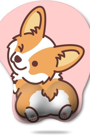 Ergonomic Pink Mouse Pad with Wrist Support,Non-Slip Backing Corgi Anime Cute Gel Mouse Pad Wrist Rest, Easy-Typing and Pain Relief for Gaming Office Computer Laptop(Pink Cute Corgi)