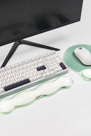 Gel Wrist Rest for Keyboard and Mouse - Ergonomic Green Mouse Pad with Wrist Rest Support Non-Slip Base for Desktop/Latop/Office/Home
