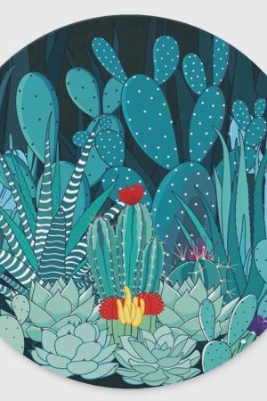 Cactus and Flower Non-Slip Rubber Round Mouse Pad | Cactus and Flower Non-Slip Rubber Round Mouse Pad，Design Round Gaming Mouse Pad (7.87 inch x 7.87 inch)
