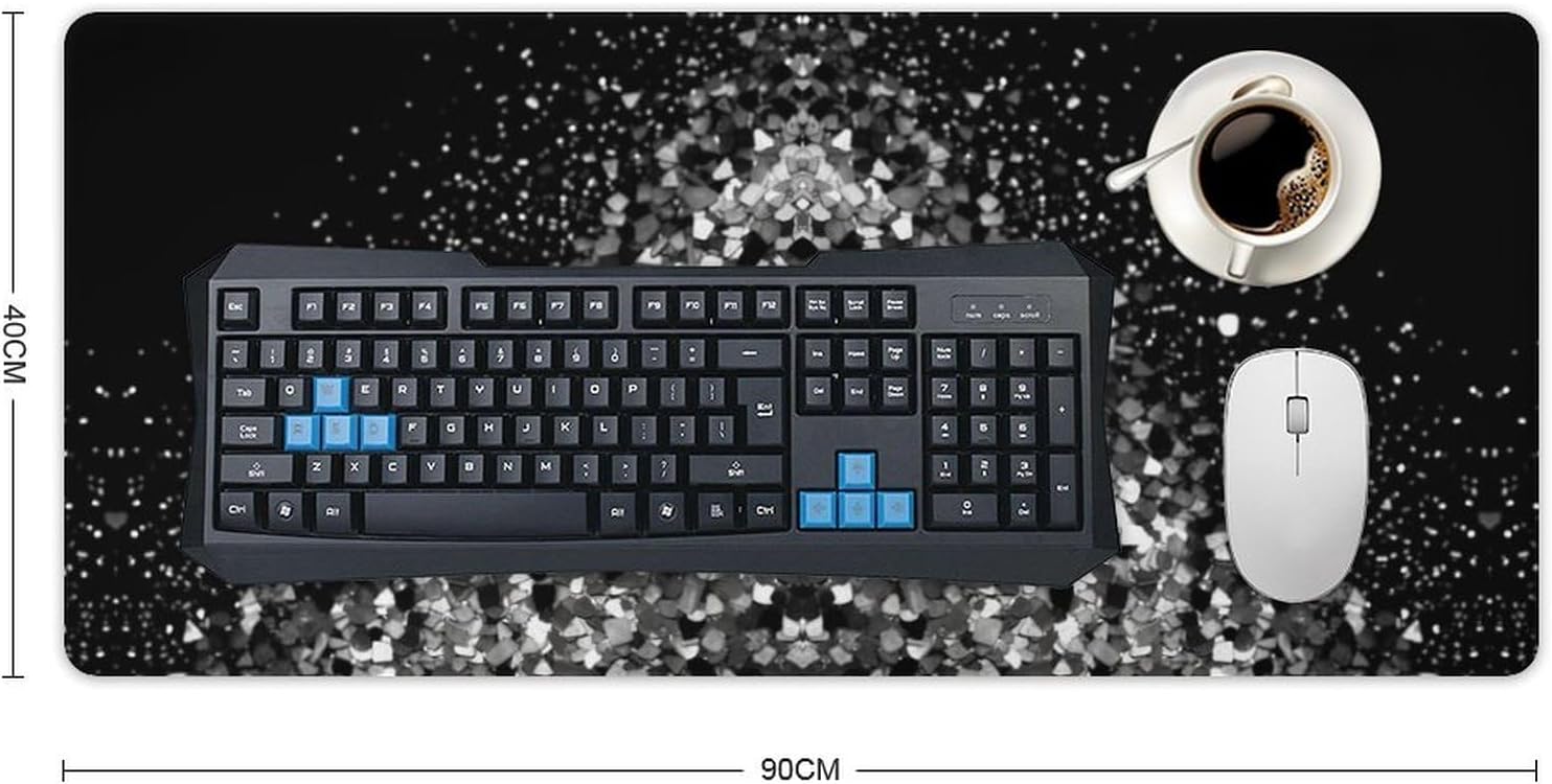 Black White Glitter Desk Mat Mouse Pad Non-Slip Leather Desk Blotter Large Office Desk Pad Multi-Color Non-Slip Mouse Pad Laptop Desk Pad Waterproof Desk Writing Pad for Office and Home - Image 2