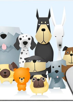 Cute Dogs Mouse Pad Non-Slip Rubber Base Gaming MousePads for Computers Laptop Office, Computer Mouse Pad for Wireless Mouse, 9.5"x7.9"x0.12" Inch(240mm x 200mm x 3mm)
