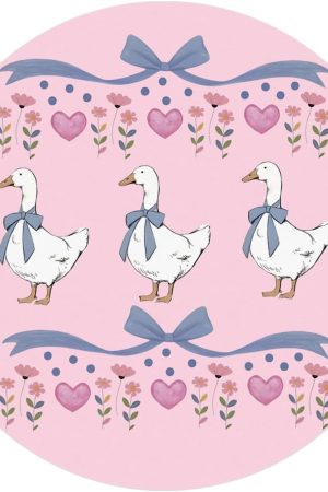 Coquette Pink Goose Mouse Pad, Kawaii Silly Goose Round Mouse Pad, Anime Mousepad, Cute Office Desk Accessories, Pink Desk Accessories, Cute Office Supplies for Women 8.7x8.7 Inch
