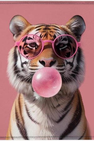 Funny Tiger Animals Mouse Pad, Pink Bubble Gum Tiger Mouse Pads for Wireless Mouse Computers Laptop Desk Accessories Women Office Supplies, 9.5x7.9 Inch