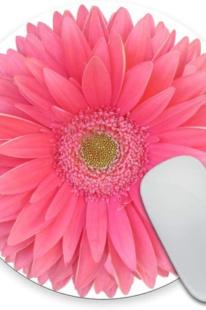 Mouse Pad,  Bright Pink Gerbera Daisy Flower Round Mousepad, Non-Slip Rubber Base, Customized Gaming Mouse Mat for Laptop, Computer & PC