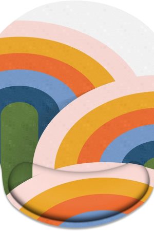 Ergonomic Mouse Pad with Wrist Support Abstract Rainbow Non-Slip Rubber Base Mousepad for Home Office Gaming Working Computers Laptop Easy Typing & Pain Relief