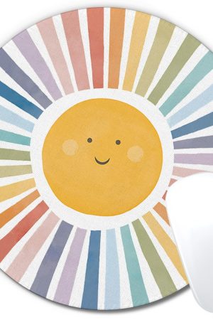Boho Colorful Sunshine Rainbow Mouse Pad, Cute Sunshine Mouse Pads Mousepad for Desk Home Office Dorm Computers Laptop, Boho Office Supplies Desk Accessories, 7.9x7.9 Inch