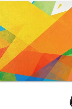 Modern Minimalist Abstract Multicolor Heated PU Mouse Pad 31.5 x 13 in Winter Warmer Office Table Mat for Large Desk Accessories