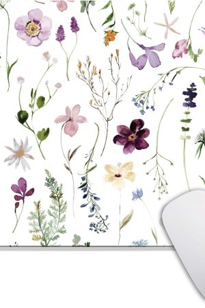 Square Mouse Pad Beautiful Flowers Plants, Personalized Premium-Textured Custom Mouse Mat Design, Washable Mousepad Cloth, Non-Slip Rubber Base Computer Mouse Pads for Wireless Mouse