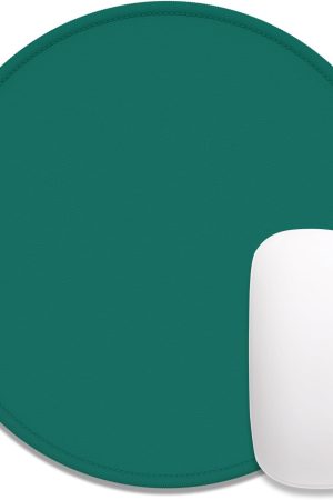 Round Mouse Pad, Cute Small Computer Mouse Mat, Stitched Edge, Non-Slip Rubber, Washable Mousepad Cloth for Wireless Mouse, Gaming, Office, Laptop, Women, Men, 8.7 x 8.7 in, Dark Green