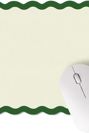 Small Cute Kawaii Mouse Pad Green Scalloped Mousepad - 9.8 x 7.9 Inches Non-Slip Rubber Base with Waterproof Fabric Surface Computer Accessories for Travel, Desk, Office, Gaming & Home Decor