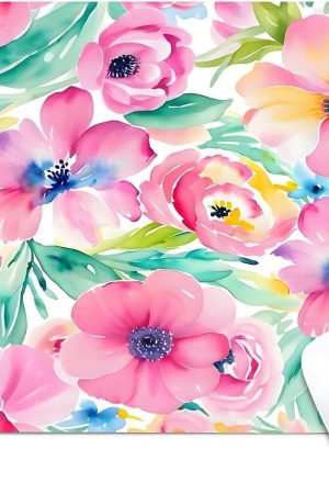 Square Mouse Pad Watercolor Flowers Plants, Personalized Premium-Textured Custom Mouse Mat Design, Washable Mousepad Cloth, Non-Slip Rubber Base Computer Mouse Pads for Wireless Mouse
