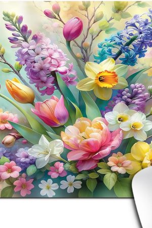 Colorful Spring Flowers Office/Gaming Mouse Pad 9.5"x7.9", Anti-Slip Mat for Desk, Dreamy Floral Scenario of Blooming Roses Lavender and Peony with Leaves