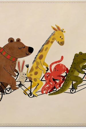 Whimsical Cute Animal Mouse Pad, Montessori Inspired Bear Bunny Giraffe Octopus Crocodile Mouse Pad for Work Computers Laptop Home Office Dorm Desk Accessories, 9.5x7.9 Inch