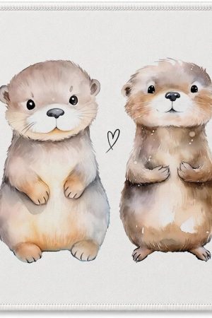 Cute Animal Sea Otters Mousepad,Small Mouse Pads for Desk,Non-Slip Rubber Base Mousepads for Home Office Dorm Desk Decor,Gifts for Otter Lovers,Otter Gifts,9.5x7.9 inches