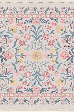 Aesthetic Small Floral Mouse Pad, Pink Mini Portable Travel Mousepad, Anti-Slip and Comfortable Cloth Mouse Mat 7.9"x9.5" with Stitched Edges for Computer, Laptop, Office, Home(Pink Floral)
