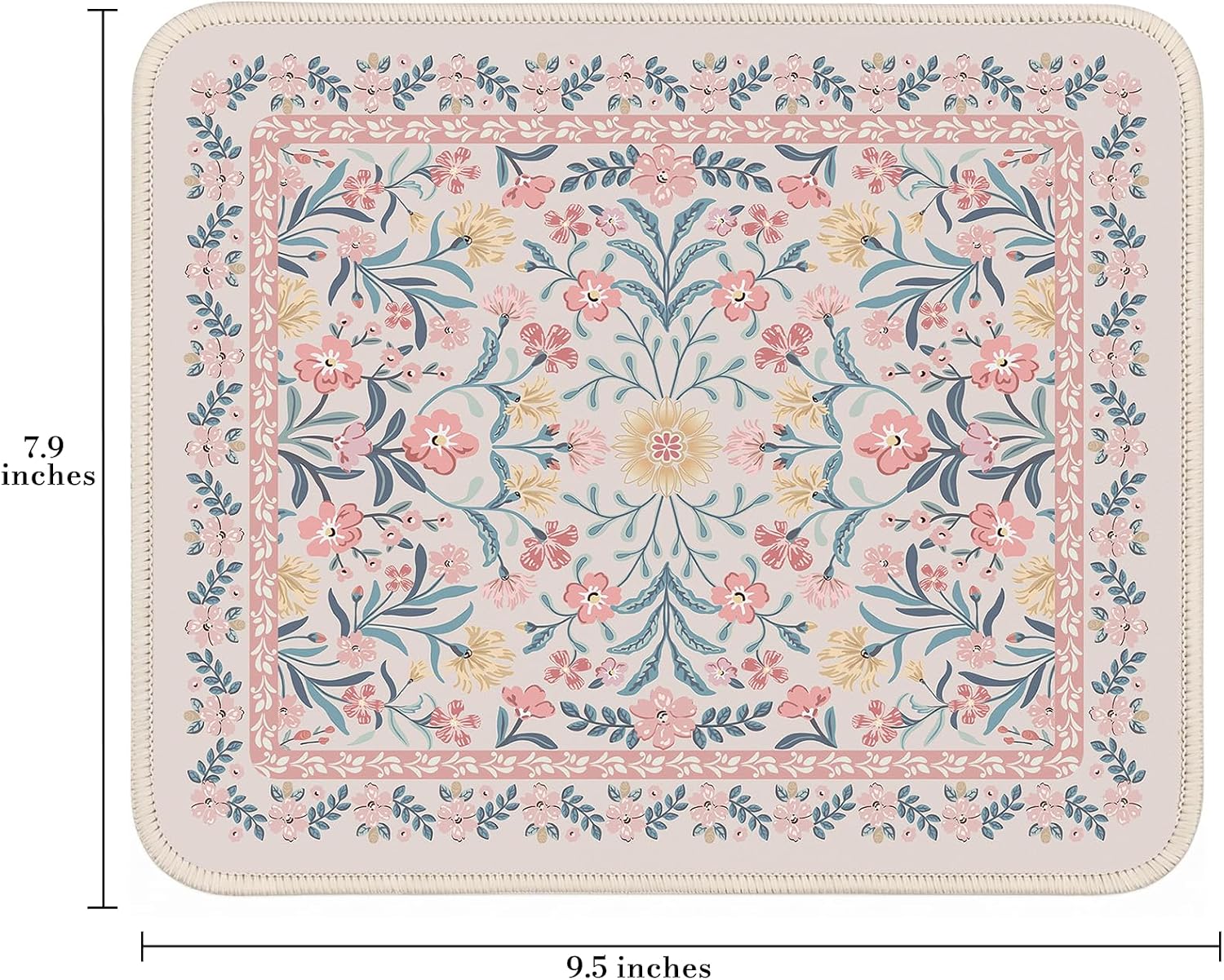 Aesthetic Small Floral Mouse Pad, Pink Mini Portable Travel Mousepad, Anti-Slip and Comfortable Cloth Mouse Mat 7.9"x9.5" with Stitched Edges for Computer, Laptop, Office, Home(Pink Floral) - Image 2