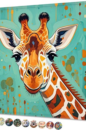 Mouse Pad, Square Cute Mouse Pad 10 x 8 Inch, Waterproof Premium-Textured & Stitched Edge Computer Mat with Non-Slip Rubber Base for Office Home Gaming Laptop, Green Cartoon Giraffe