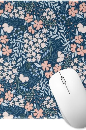 Square Mouse Pad Premium Mousepad with Stitched Edge, Washable Cloth Computer Mouse Pad with Non-Slip Rubber Base Mouse Pads for Computers Laptop Mouse 9.25x7.75x0.12in (Flower)