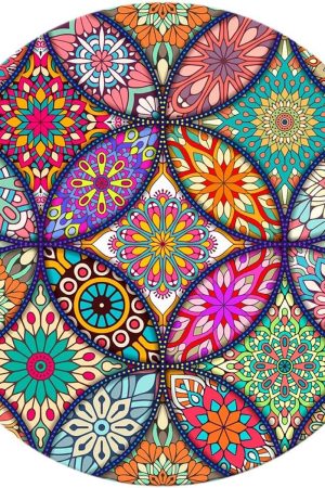 Cute Mouse Pad, Round Mandala Mouse Mat with Design, Non-Slip Rubber Base Mousepad with Stitched Edge, Waterproof Women Small Size 7.9 x 7.9 Inch, Pretty Mandala