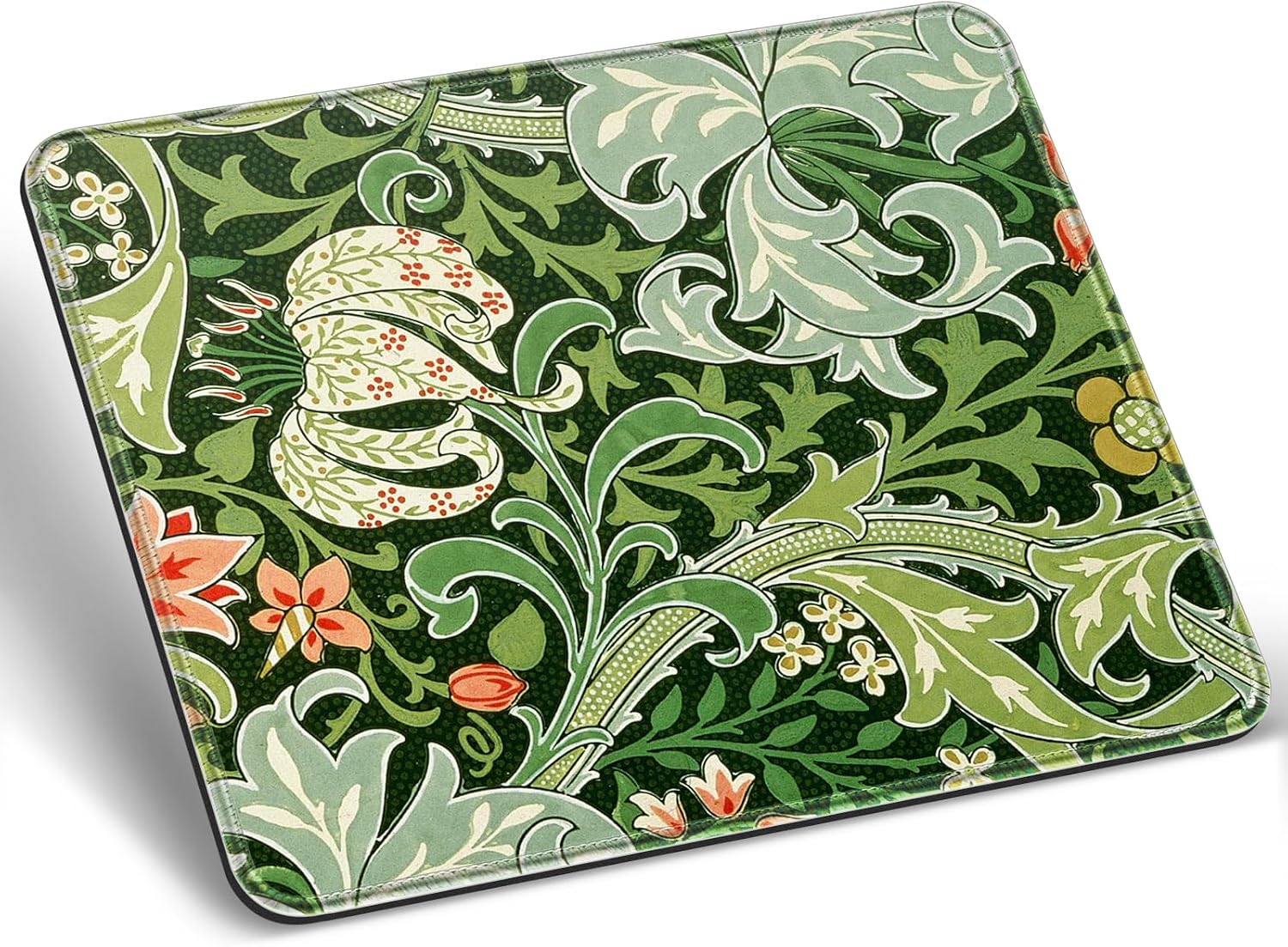 Mouse Pad 11.8"x9.8" Inch, Mouse Pads for Desk, Small Mouse Mat for Laptop, Cloth Computer Mouse Pads for Women Travel,Cute Funny Waterproof Non-Slip Rubber Base MousePads Green Floral