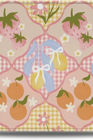 Cute Bow Strawberry Mouse Pad, Cottagecore Trendy Girly Aesthetic Mouse Pads, Non-Slip Mousepad Gift, Funny Girly Mouse Mat Desk Accessories for Computer Desk Home Office, 7.9x9.5 Inches